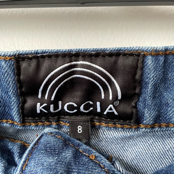 KUCCIA SEQUIN FLORAL PATCH DENIM SKIRT SIZE 8 - Picture 9 of 13